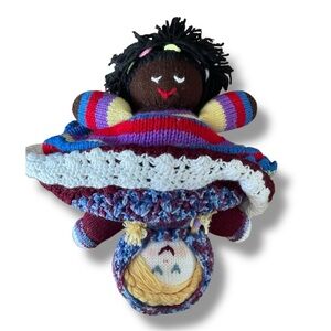 Handmade Topsy Turvy Doll Knit Black & White Girls Reversible Upside Down 2 in 1